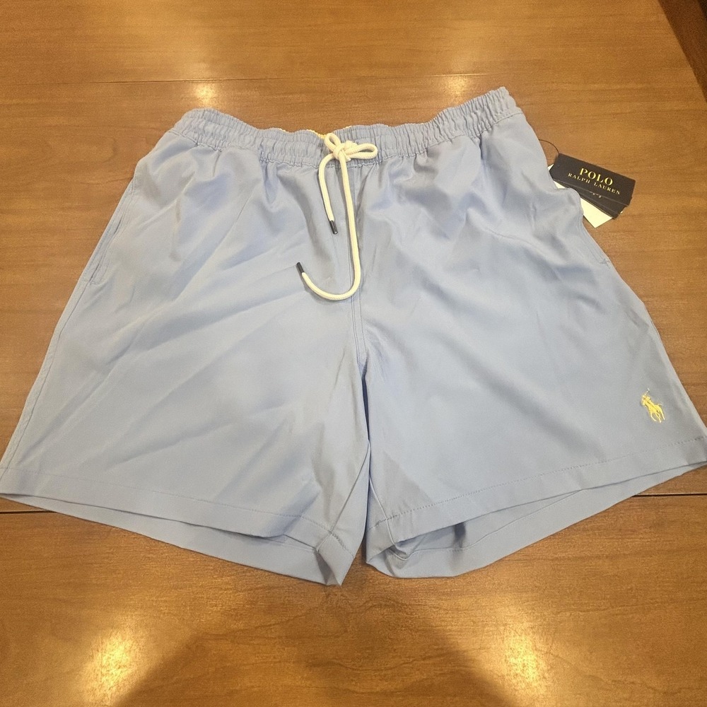 Polo Ralph Lauren Shorts Mens L Blue Swim Trunks Lined Drawstring Pockets NWT